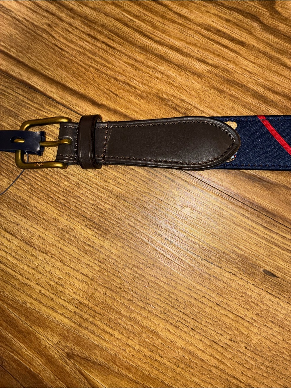 Polo Ralph Lauren Ribbon & Leather Flag Sweater Polo Bear Motif Belt - Picture 3 of 6